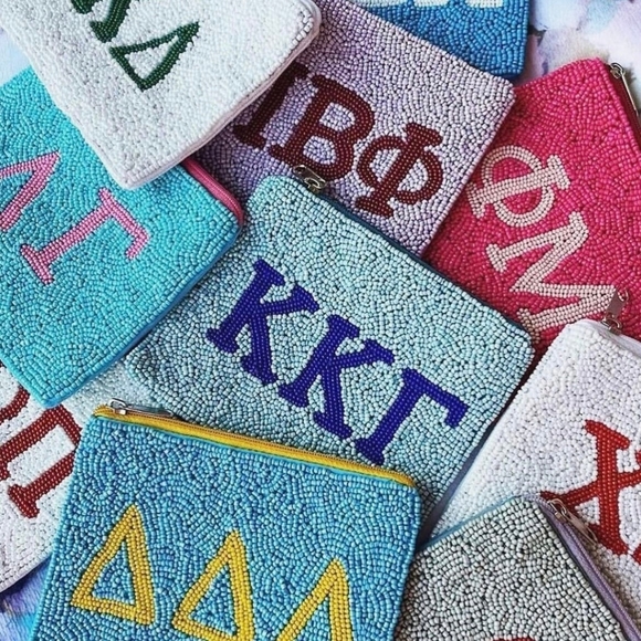 NEW Kappa Delta Sorority Hand Beaded Coin Pouch Big Little Gift Zipper Closure - Picture 6 of 6